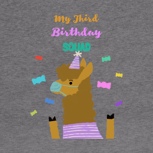 My Third Birthday Squad - third Birthday quarantined lama with face mask. by Ken Adams Store